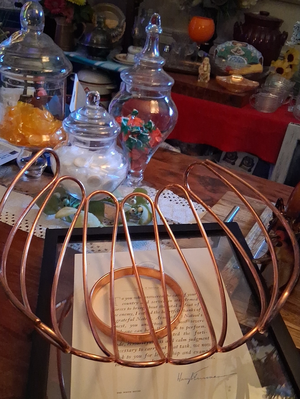 MCM Modern Abstract Design Copper Fruit Centerpiece/Bowl-Elegant! 12x13x5.75